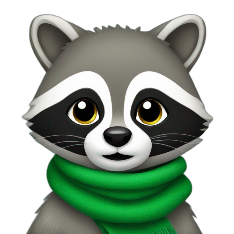 Raccoon in a green scarf emoji
