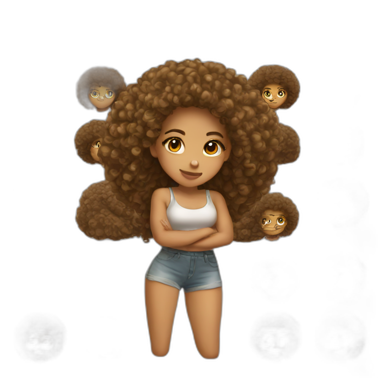 Light skin girl orangeafro squat emoji