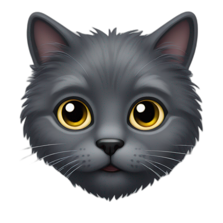 one eyed dark grey fluffy cat emoji