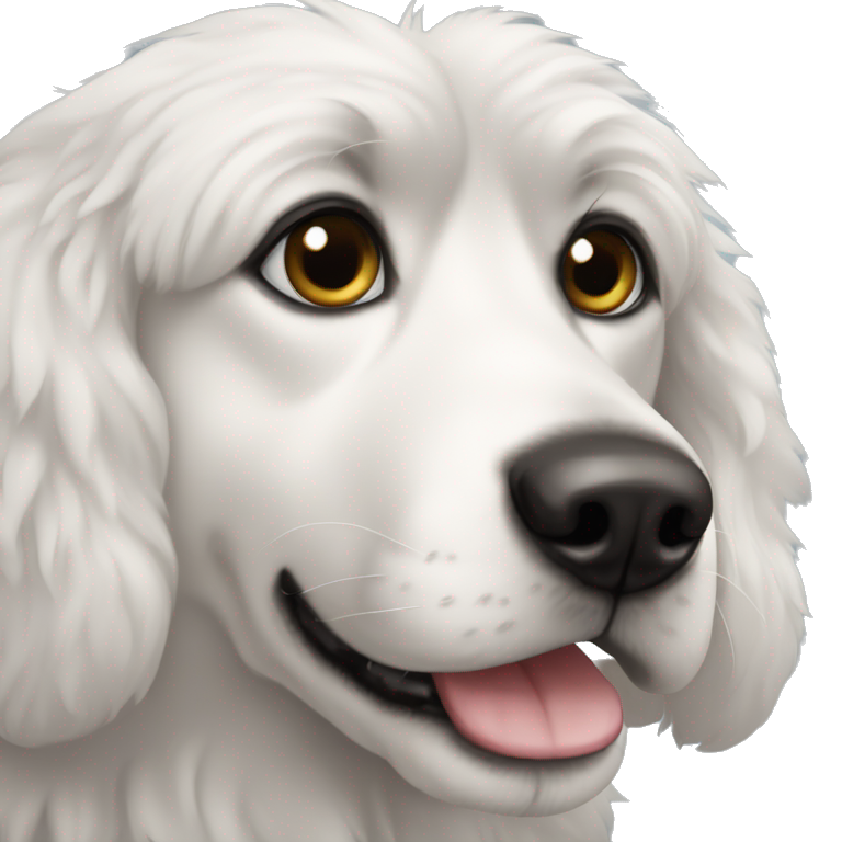 Black-and-white-dog-fluffy-black-eye-spot-on-one-eye emoji