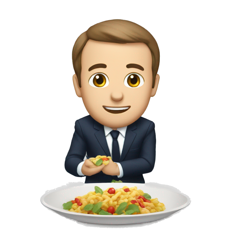 Macron en train de manger des pattes emoji