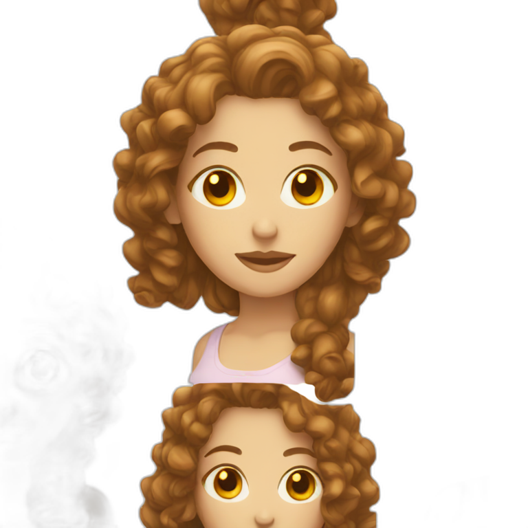 white woman with brown curly hair emoji