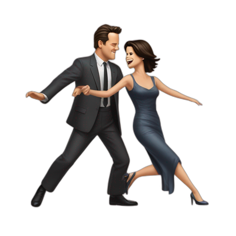 Neve Campbell and Matthew Perry dancing rock’n’roll emoji