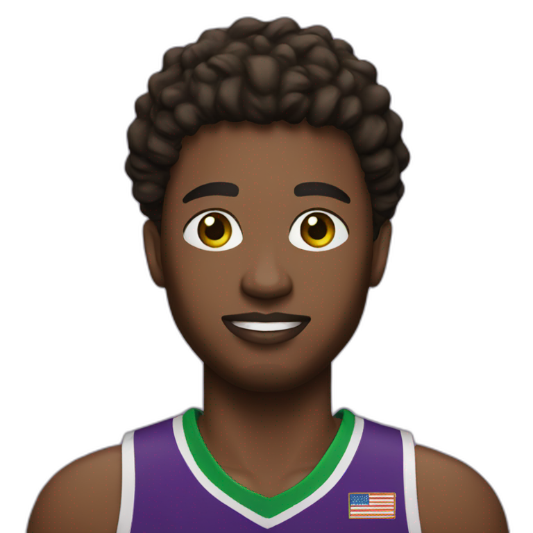 a basketball player in a black, green and purple uniform emoji