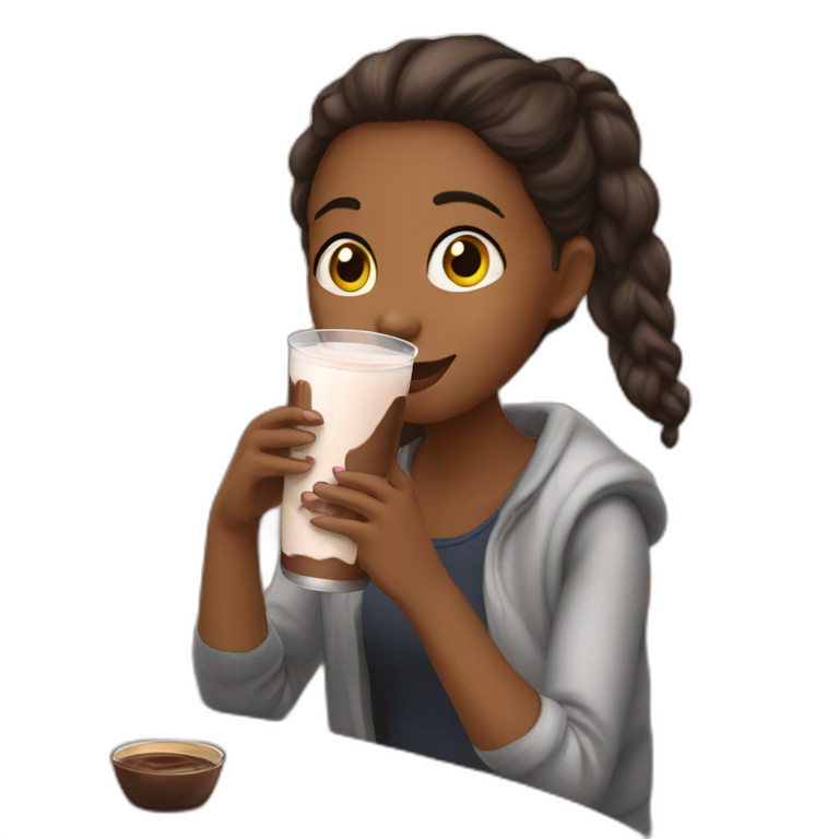 Girl drinking chocolate milk emoji