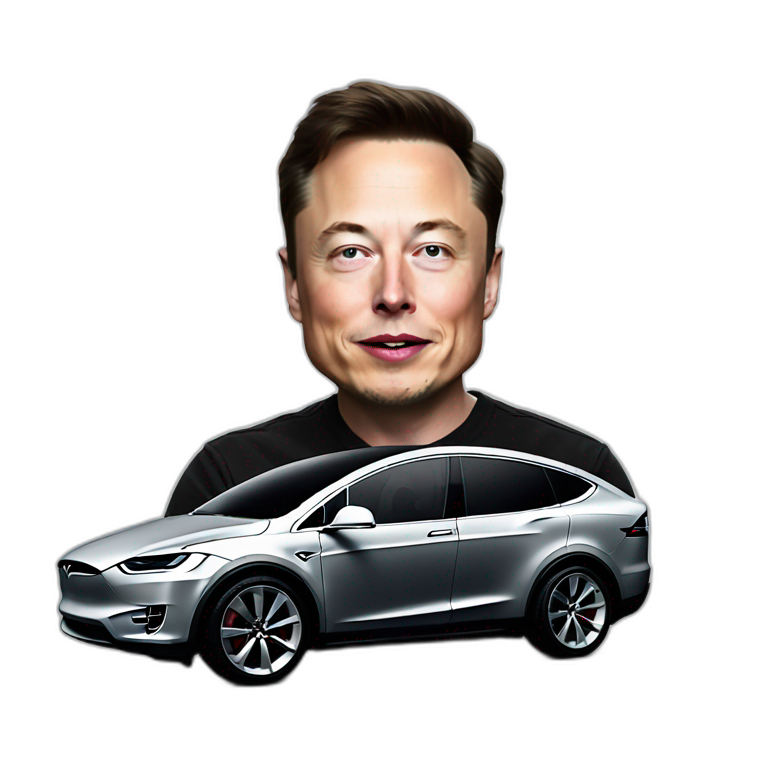 Elon musk with a tesla model x emoji