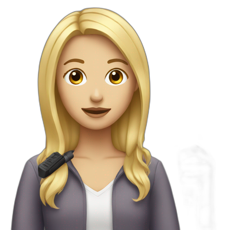 blonde girl with podcast microphone emoji