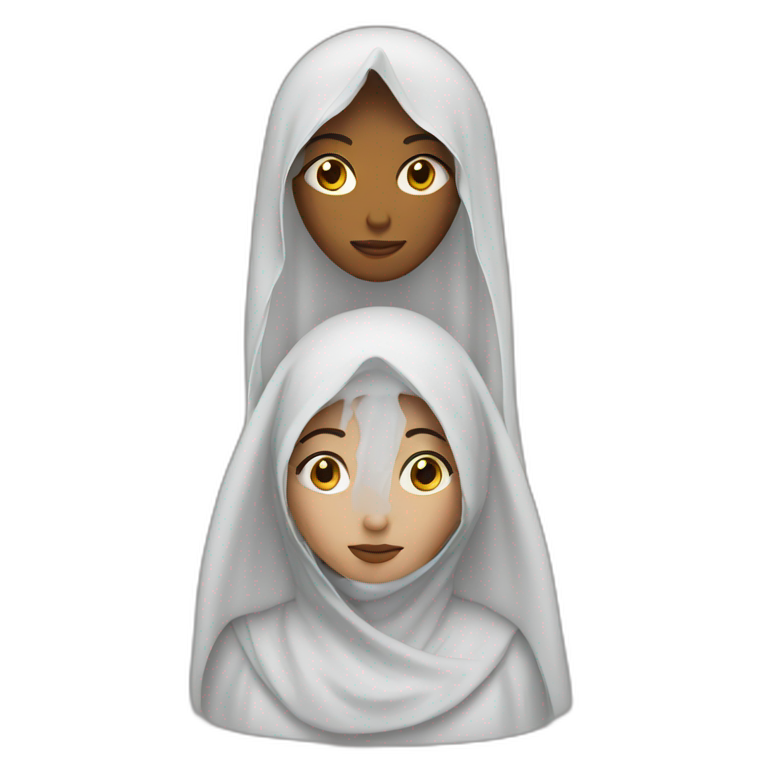 veiled woman with two kids emoji