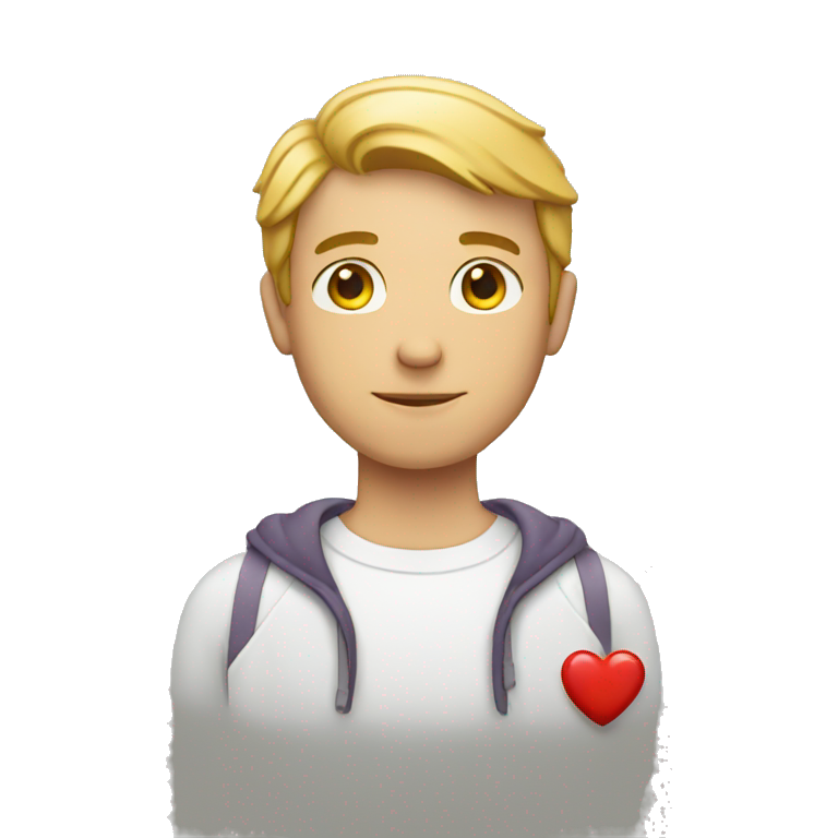 a white man holding a heart emoji