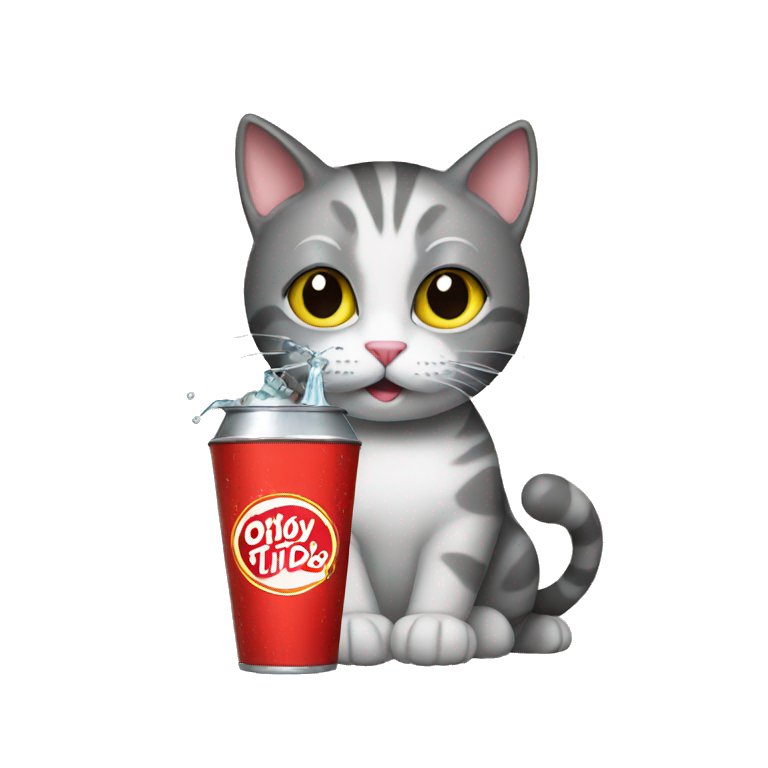 Cat drinking soda emoji