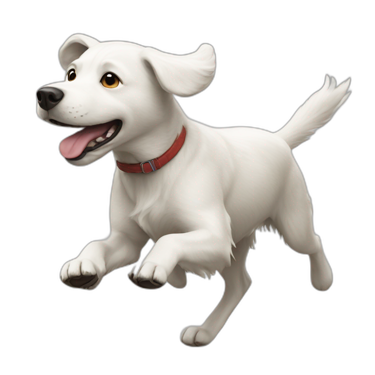 White dog running away emoji