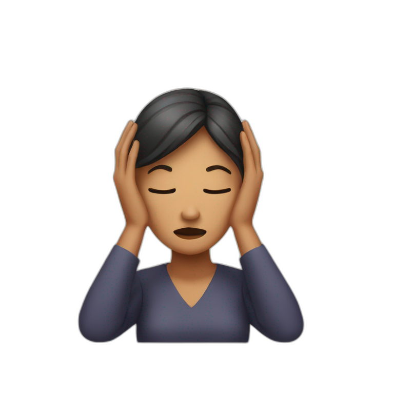 woman holding head stressed emoji