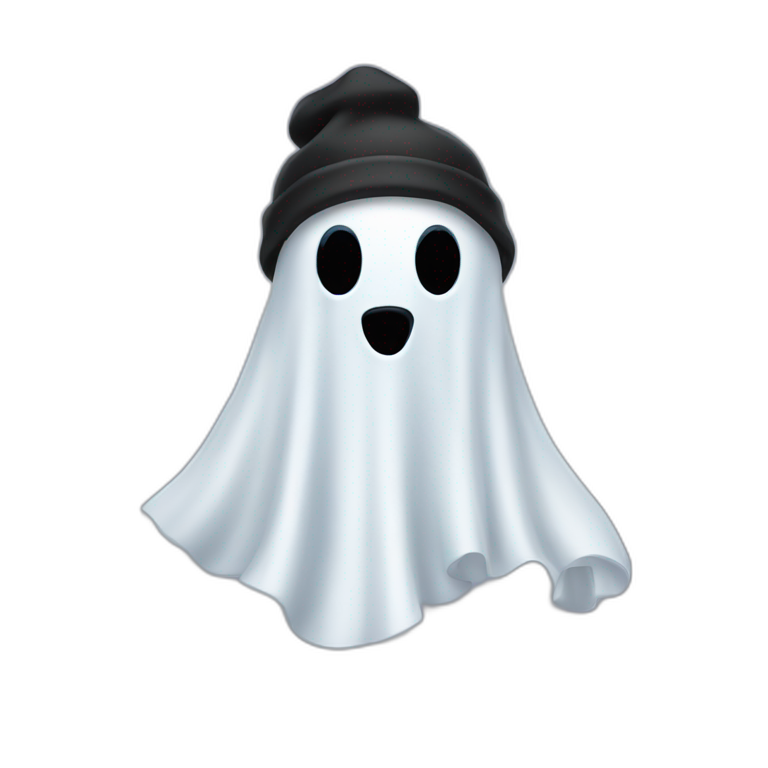 Ghost wearing a black beanie emoji