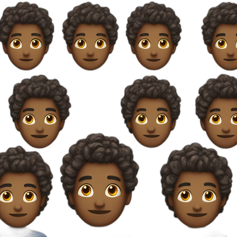 Brown boy with curly hair in 24 years old emoji