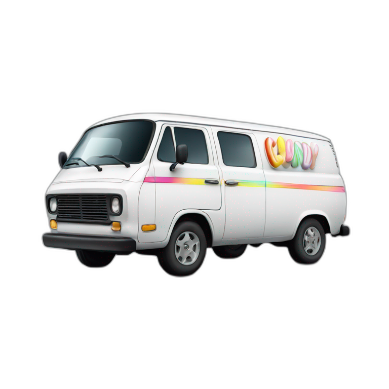white van with  candy sign on it emoji