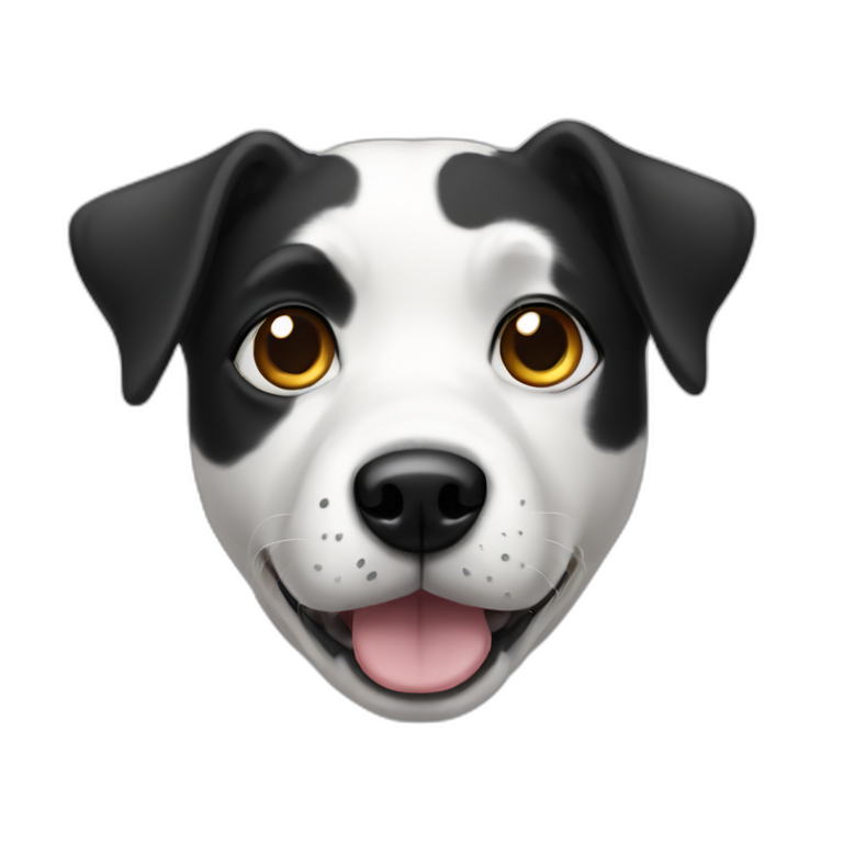 white dog with black black spot on half of the face emoji
