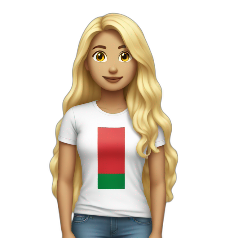 Blonde long hair woman with a mexican flag tshirt emoji