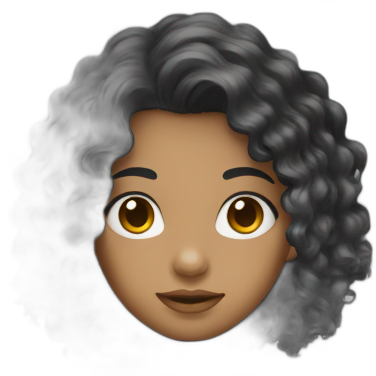Girl with middle long curly Black hair emoji