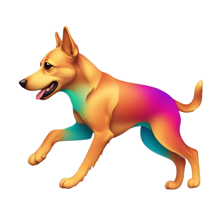 Vector art of a dog running made of vector multicoloured gradient shapes abstract shapes vector art emoji
