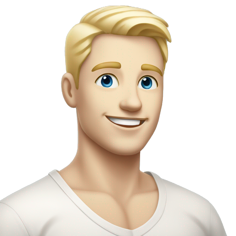 confident happy clean shaven pale man with short blonde hair blue eyes outdoor portrait emoji