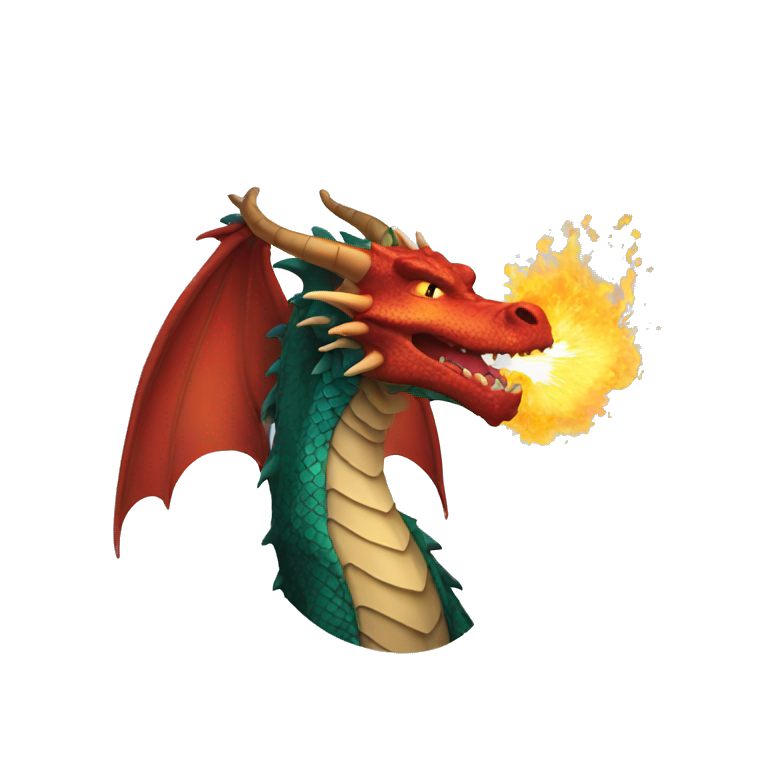 Dragon breathing fire through mouth emoji