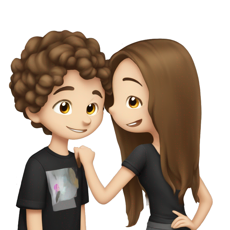 adorable smiling girl with boy emoji