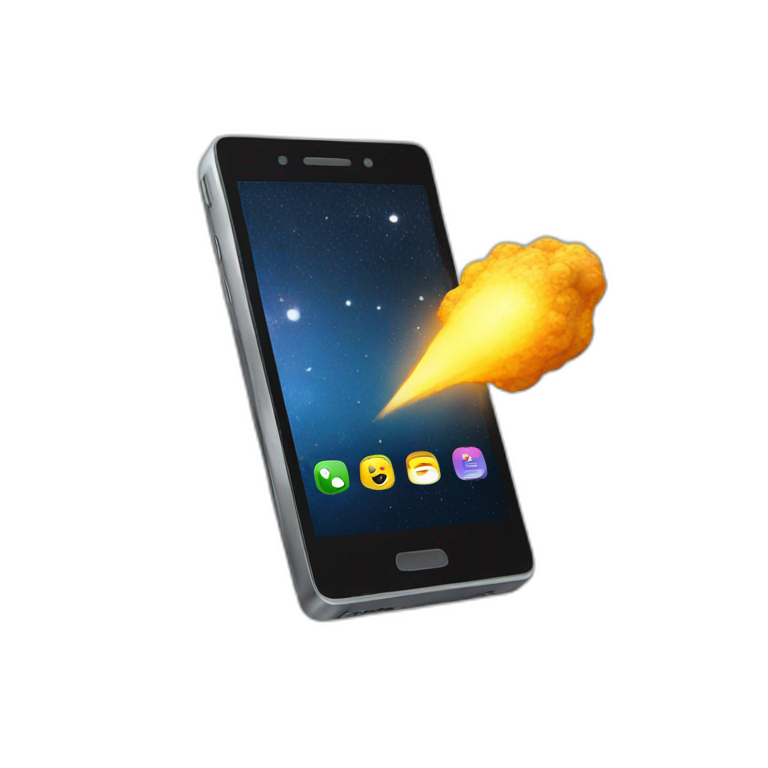 a smartphone like a meteor emoji