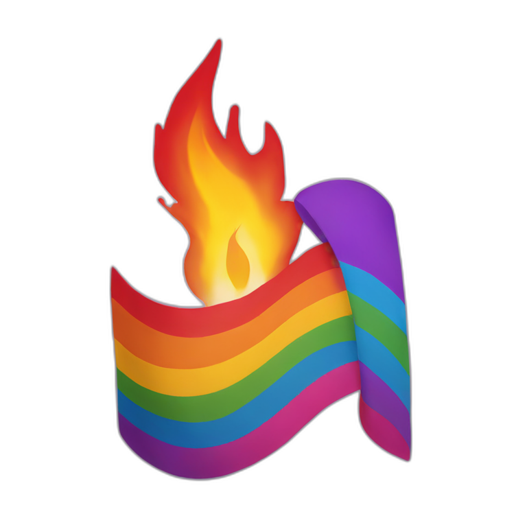 lgbt flag with fire emoji