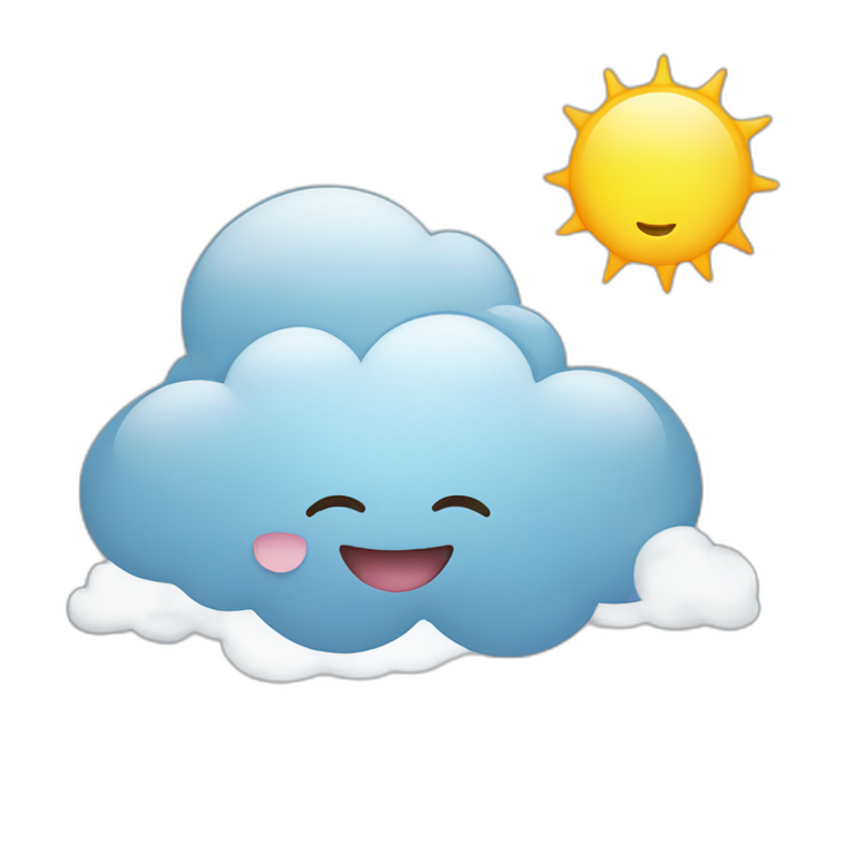 cloud with happy face and a sun emoji