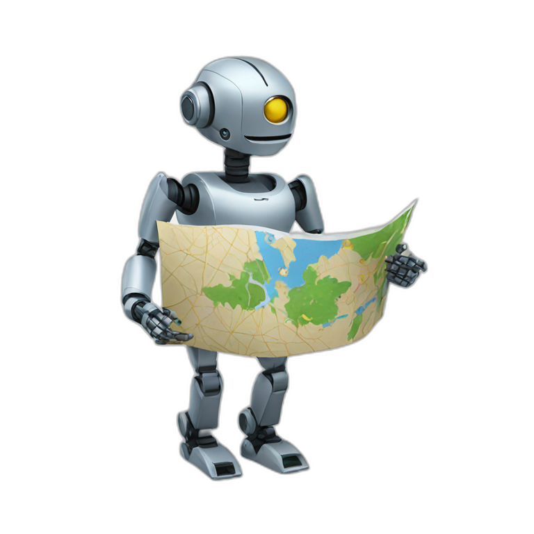robot holding map emoji