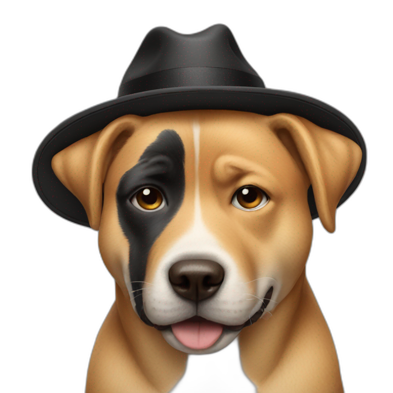 emoji crying with laughter with a black hat and a dog next to it emoji