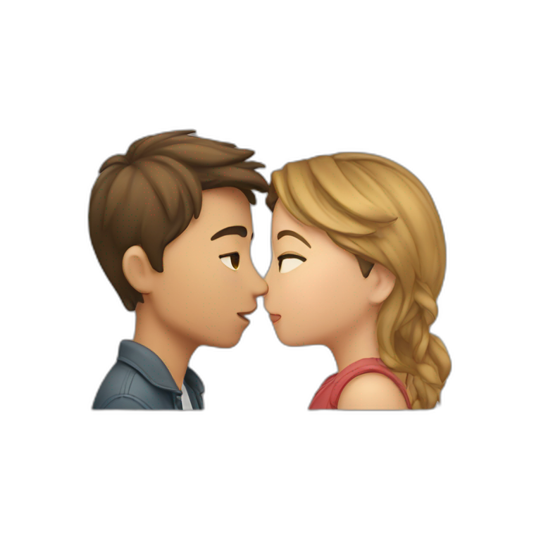 A boy and girl kissing emoji