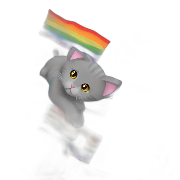 LGBT flag grey cat emoji