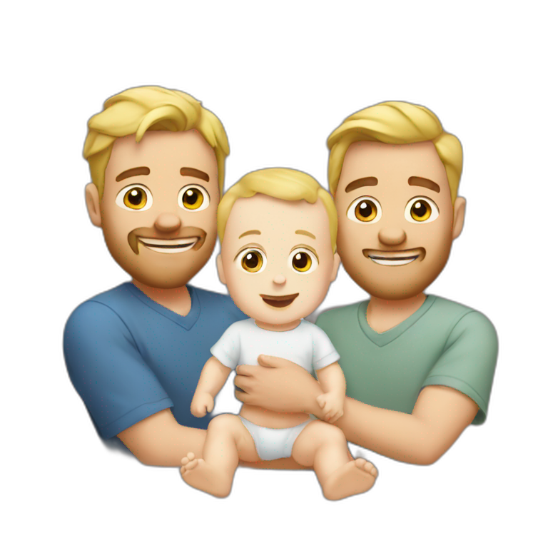 Two white guys and a baby emoji