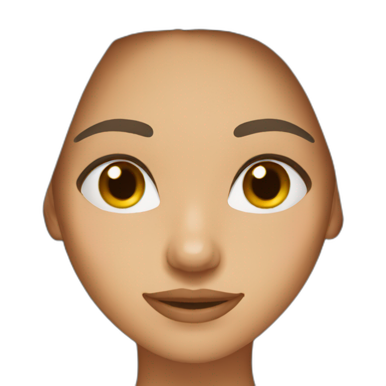 Women brown eyes, long hair,  emoji