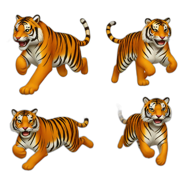 Running five tigers emoji