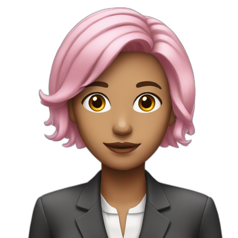 young woman in office suit, pink hair emoji