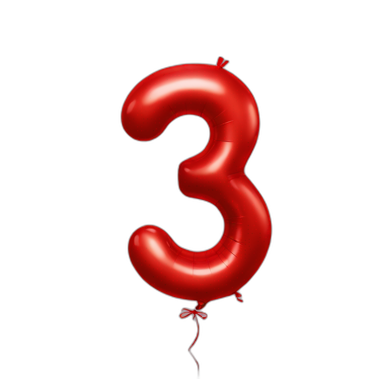 balloon-shaped-like-number-3-red emoji