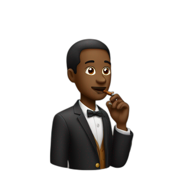 Black man smoking cigar emoji