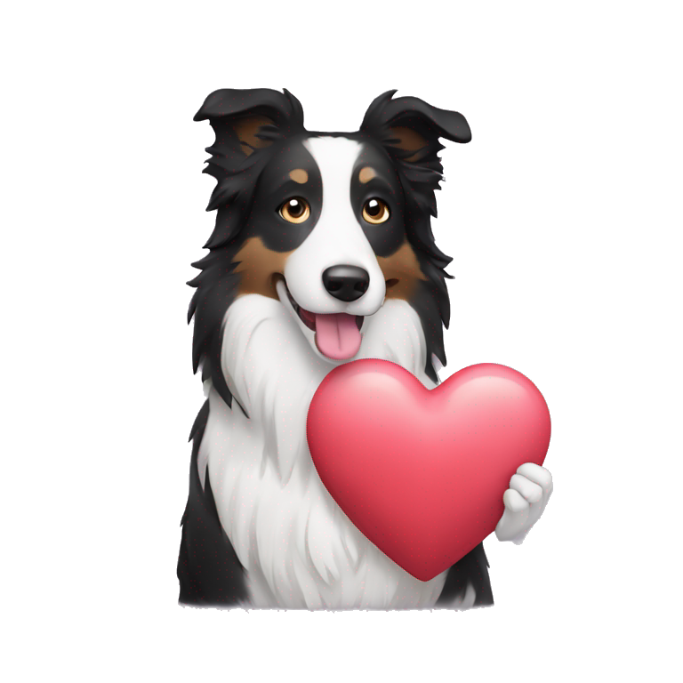 Bordercollie holding heart emoji