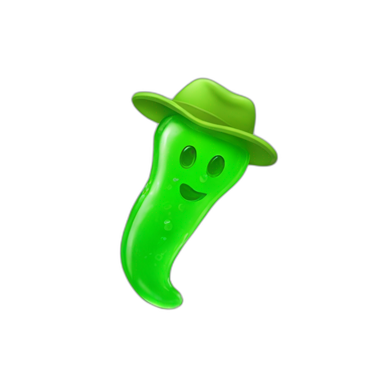 Green gummy with hat emoji