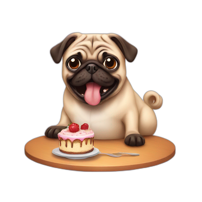 Pug eating cake emoji