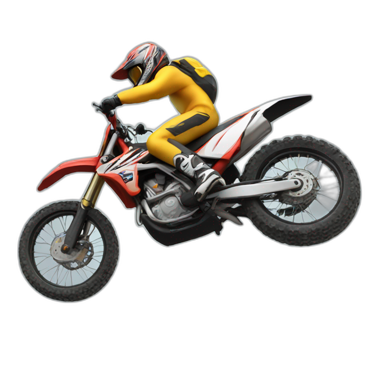 Motocross biker jumping over a bump emoji