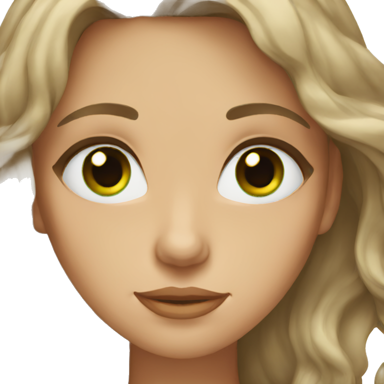Woman with wavy brown hair and green eyes. emoji