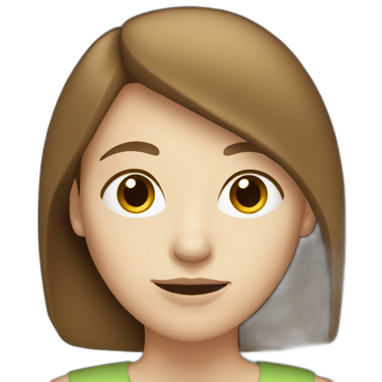 woman with brown hair and pale skin hidden by computer emoji