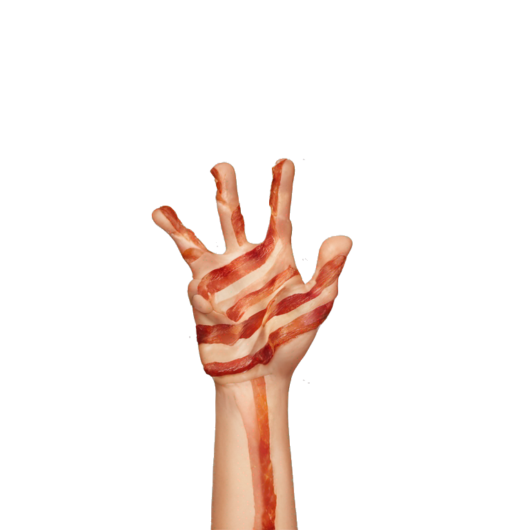 hands up with bacon emoji