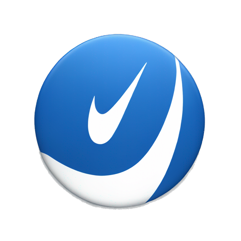 Blue circle with white Nike logo emoji AI Emoji Generator