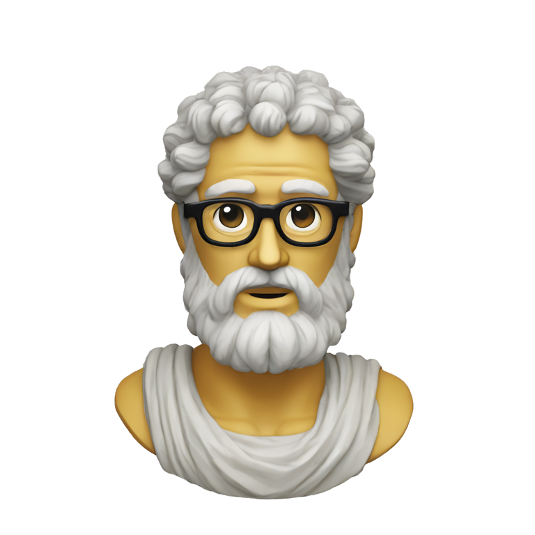Ancient Greek King Odysseus Statue Face Only, Nerd, Glasses, Off-white emoji
