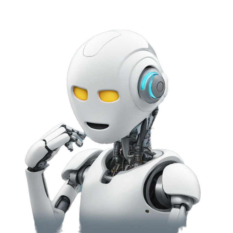 robot thinking with hand on chin emoji