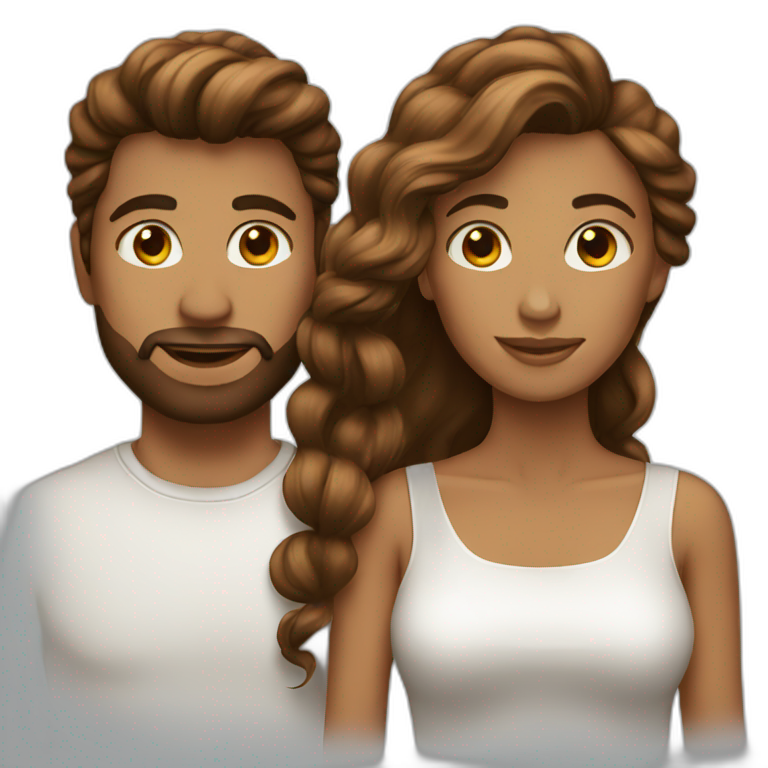 Couple-hair-brown emoji